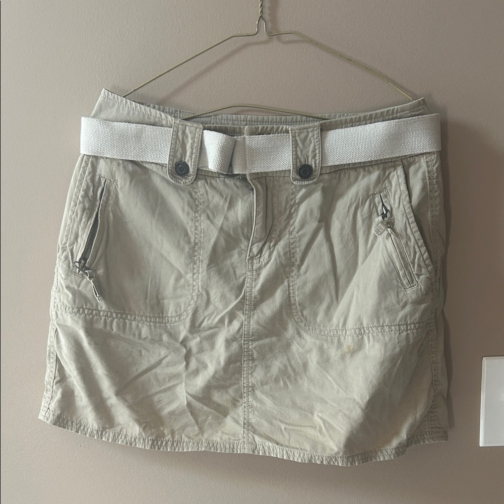 Sonoma Beige Mini Skirt with White Belt